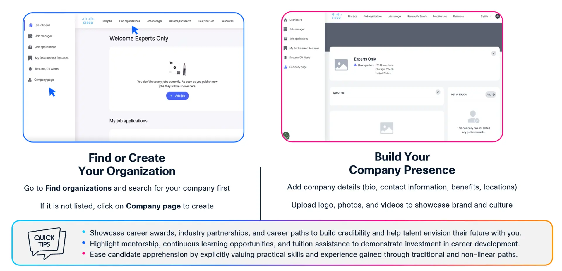 Creating your company page