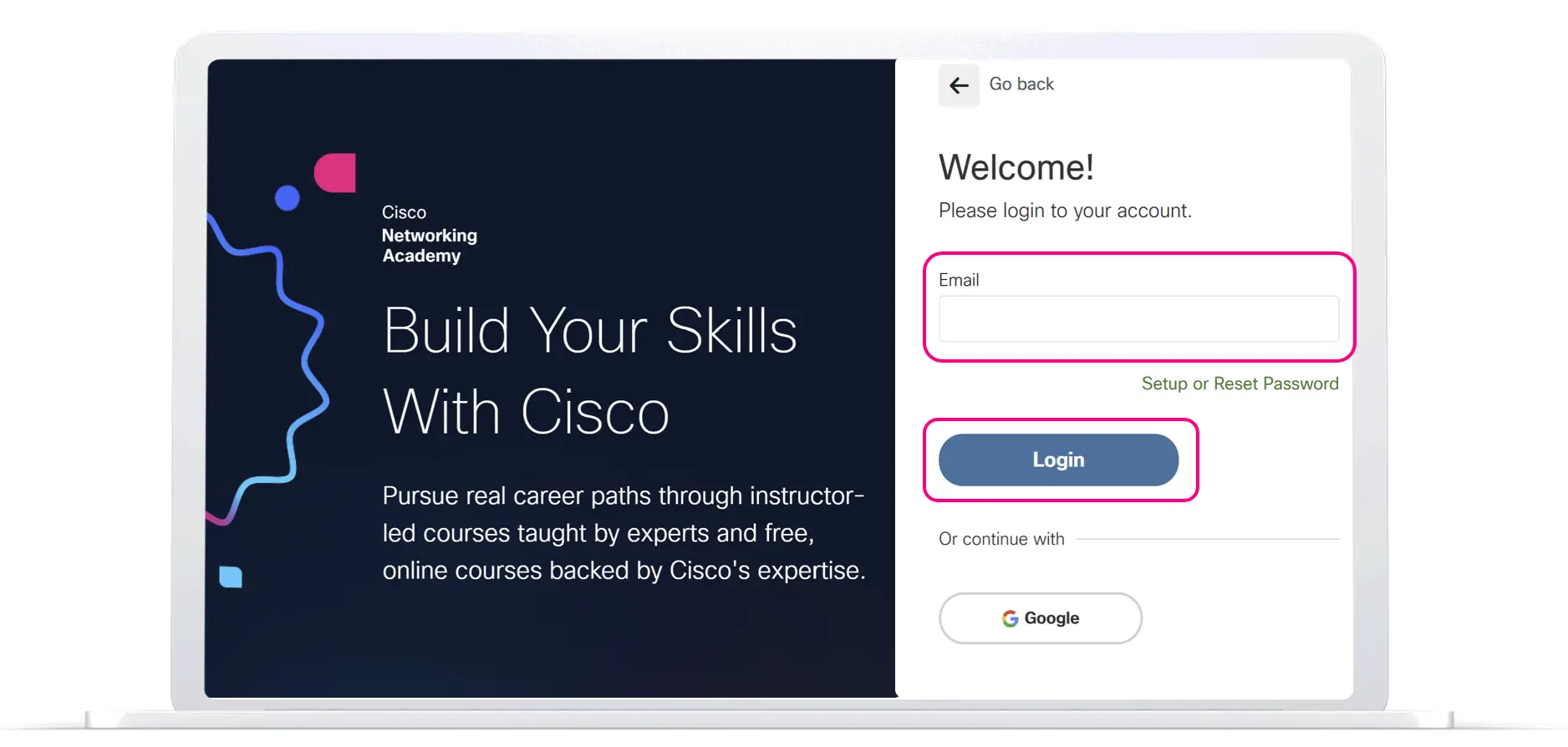 NetAcad SSO Sign-in Screen