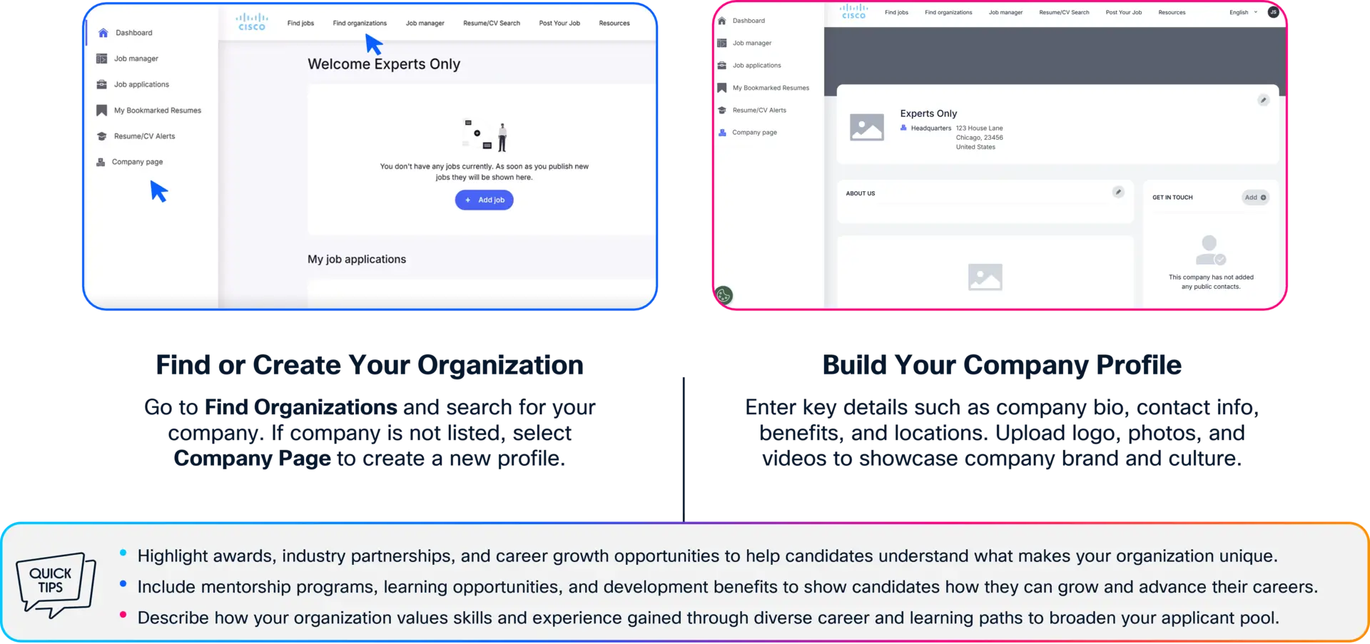 Creating your company page