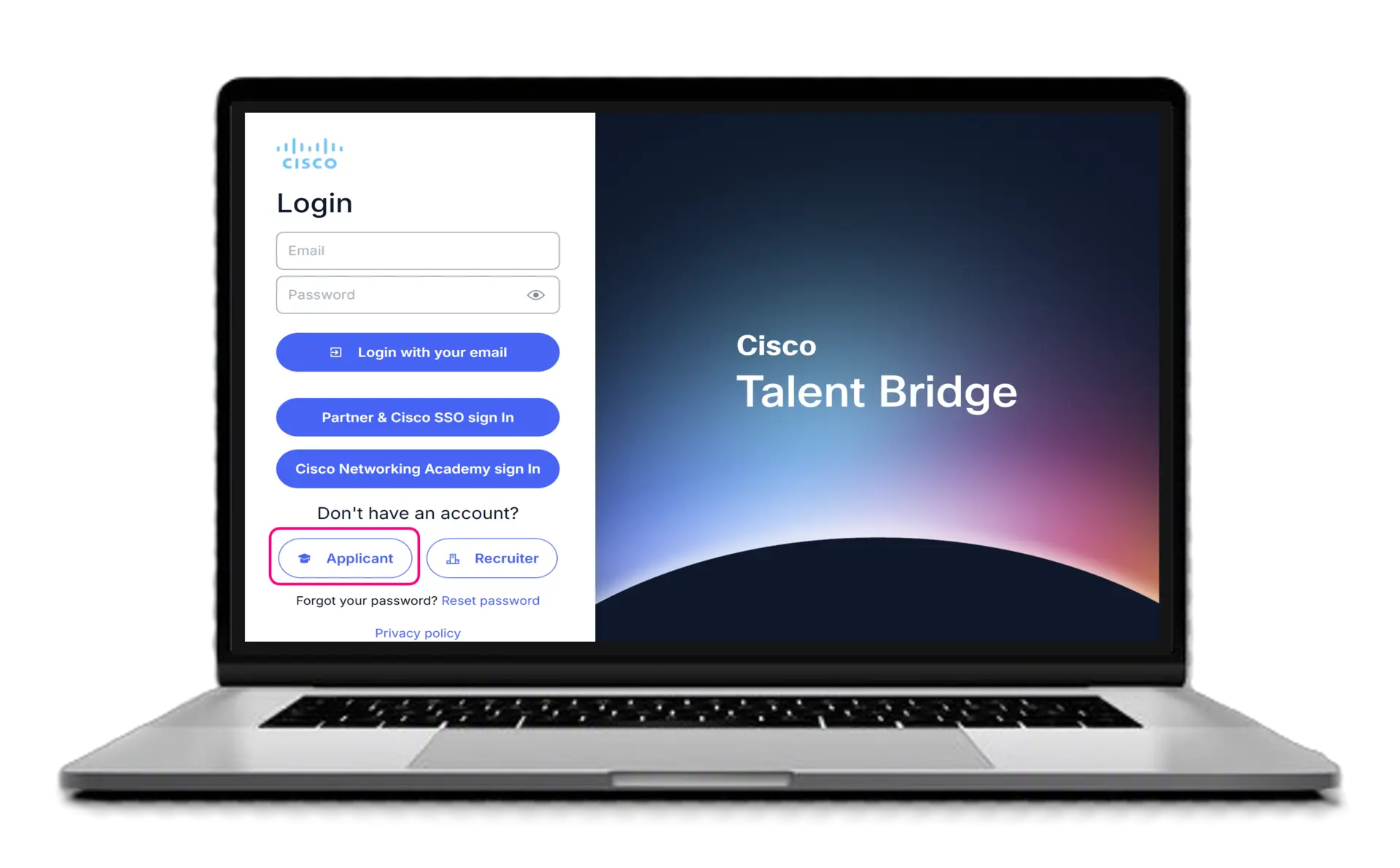 Applicant account setup