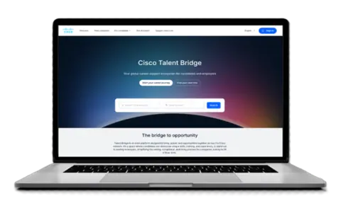 Talent Bridge landing page on laptop